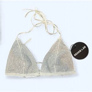 Rehab Lab Women’s Small White Jeweled Bikini Top NWT